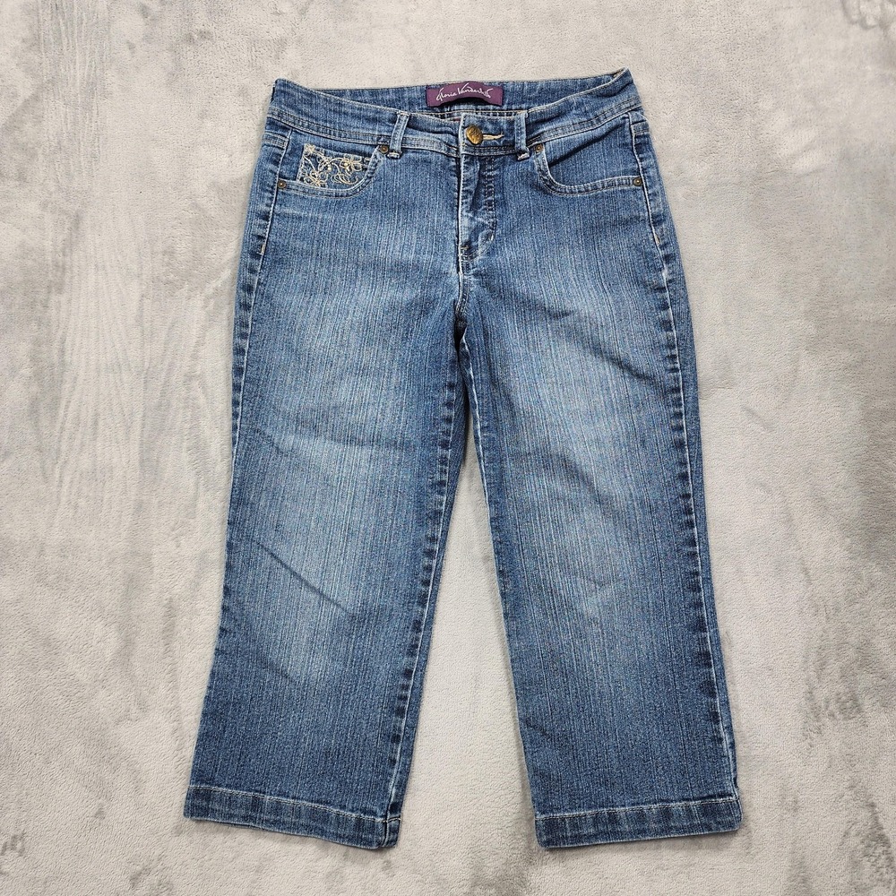 Gloria Vanderbilt‎ Jeans Womens 8 Blue Mid Rise Capri Embroidered Crop Denim